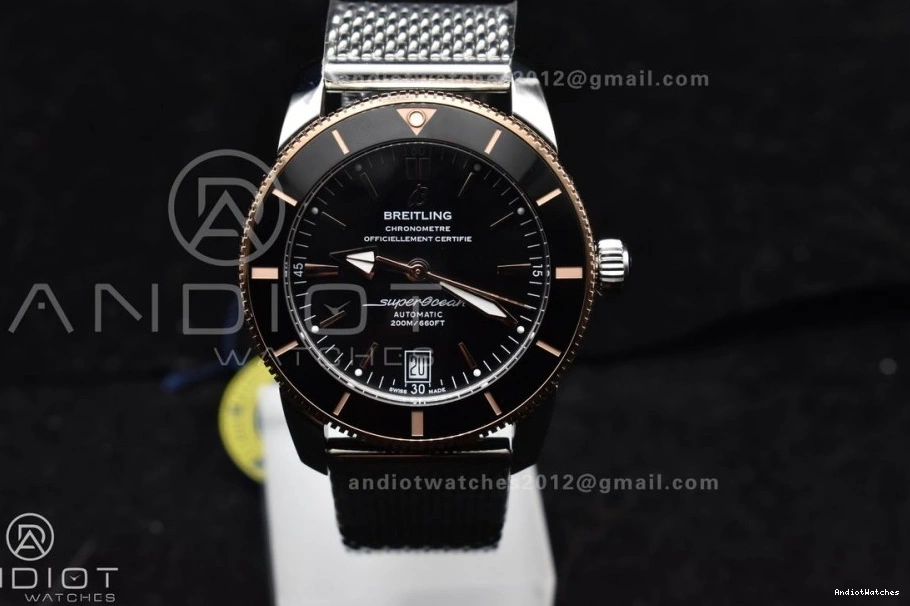 Durable 1173 A on II Dial Ceramic Black SS Black 42mm SuperOcean Bracelet BLSF Heritage Bezel Rubber RG and Bezel 0802